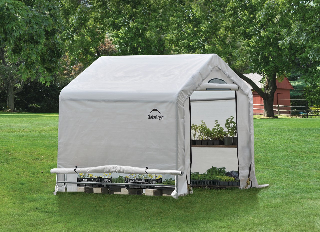 0002637-foliengewachshaus-324-m ShelterLogic Foliengewächshaus 180x180 im Garten