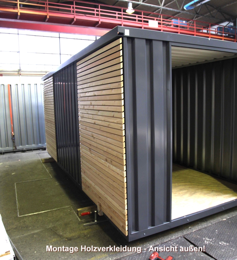 Montage-Holzverkleidung-aussen-Gardenboxx Die Wände der Siebau Gardenboxx mit einer Holzlattung verkleiden.